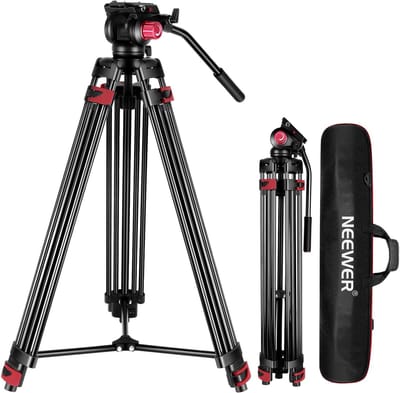 NEEWER 200 cm videostatief, robuust camerastatief van aluminiumlegering met 360° vloeistofkop, snelwisselplaat compatibel met Canon Nikon Sony en andere DSLR-camera's en camcorders, draagvermogen 8 kg