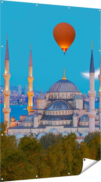 Gards Tuinposter Sultan Ahmetmoskee in Istanbul - 120x180 cm - Tuindoek - Tuindecoratie - Wanddecoratie buiten - Tuinschilderij