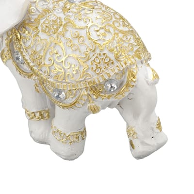 Olifantenbeeld Wit Hars Schattig Geluks Olifant Sculptuur voor Entree Boekenplank Computertafel Huisdecoratie S 100x40x0.3cm / 39.4x15.7x0.1in beige