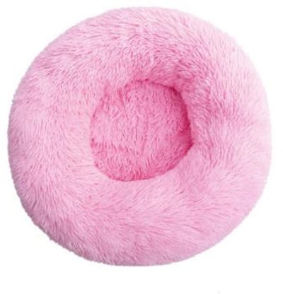 KUSSIES® Kussen 60 Cm Met Wasbare Hoes - Roze - Hondenkussen Speelkussen Kind - Donut Zitzak Rond Hondenmand Dierenkussen Zacht Harige Zitkussen