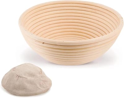 Brood Rijs Manden - Bak Manden - Ambachtelijk Brood Maken - Natuurlijk Rotan Materiaal - Rond 20x8cm - Houtkleur