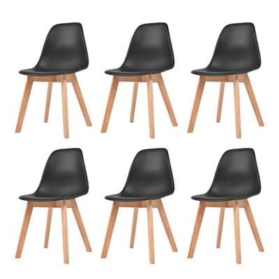 vidaXL - Eetkamerstoelen - 6 - st - kunststof - zwart