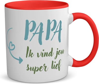 Akyol - papa ik vind jou koffiemok - theemok - rood - Papa - je vader - vaderdag cadeautjes - verjaardagscadeau - gift - kado - 350 ML inhoud