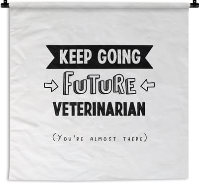 Wandkleed - Wanddoek - Quote - Dierenarts - Studeren - 180x180 cm - Wandtapijt