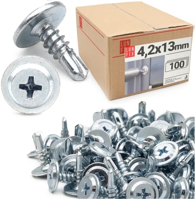 LUN FIX - Bohrschrauben 4,2 x 13 mm - 100 stuks - Zelfborende - Metaal schroeven