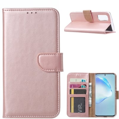 Hoesje Geschikt Voor Samsung Galaxy S20 Hoesje met Pasjeshouder - Rose goud