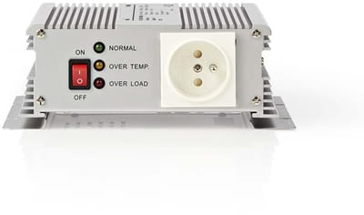 Nedis Omvormer Gemodificeerde Sinusgolf - Ingangsvoltage: 24 V DC - Apparaat stroomoutput: Type E (CEE 7/5) - 230 V AC 50 Hz - 600 W - Piekvermogen: 1500 W - Accuklemmen - Zilver