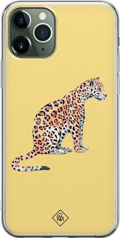 Casimoda® hoesje - Geschikt voor iPhone 11 Pro Max - Leo Wild - Siliconen/TPU telefoonhoesje - Backcover - Luipaard - Geel