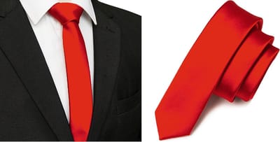 Sorprese Stropdas - Ferrari Rood - Effen - Smal - 5 cm - Stropdassen voor heren - Cadeau