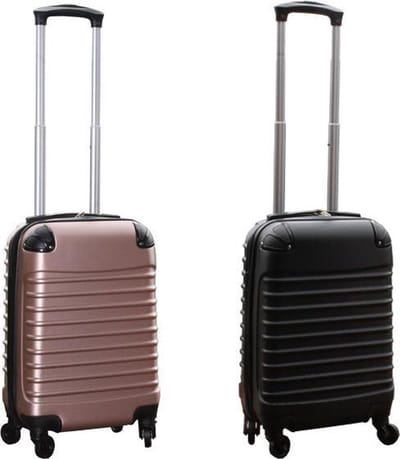 Travelerz kofferset 2 delige ABS handbagage koffers - met cijferslot - 27 liter - zwart - rose goud
