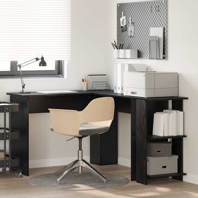 vidaXL - Hoekbureau - Zwart - Eiken - Bewerkt - hout - 140 - x - 113,5 - x - 75 - cm