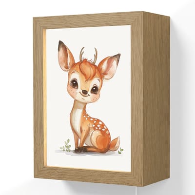 Wandlamp 15x20 cm - Oplaadbaar - Hert - Baby - Dieren - Wandlampen binnen woonkamer - Slaapkamer lamp met kabel - Decoratieve nachtlamp - Vloerlamp snoer