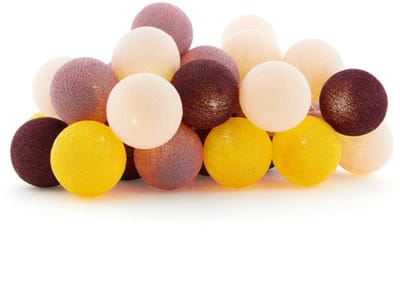 Cotton Ball Lights - LED lichtslinger voor binnen - Handgemaakt en Fairtrade - 35 lampjes - Autumn