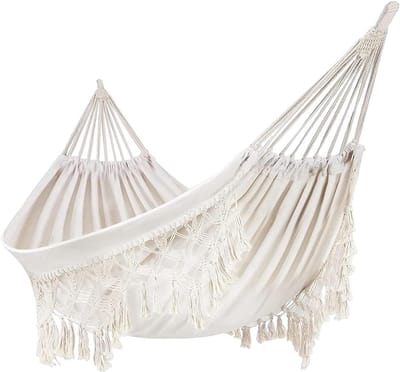 Handgemaakte outdoor hangmat - voor 2 personen - katoen - boho stijl