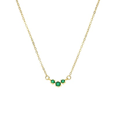 Lucardi Dames Stalen goldplated vintage ketting met turquoise - Ketting - Staal - Goudkleurig - 47 cm