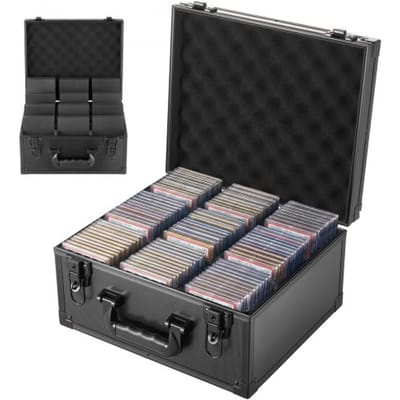 VEVOR Kaartopbergdoos voor 180 PSA Slab-kaarten, zwarte ruilkaartendoos voor 120 SGC-, 100 BGS-, 520 Toploader- of meer dan 999 losse kaarten, met 3 rijen, 12 tussenschotten en mechanisch slot.
