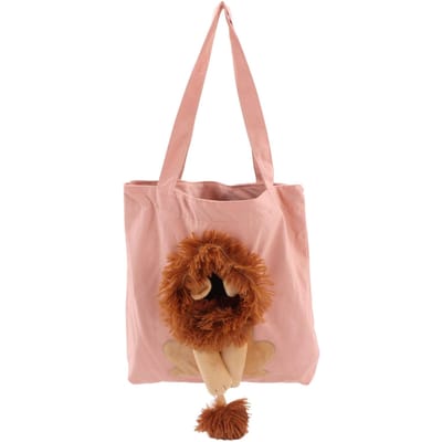 Canvas Tas voor Huisdieren Schattige Leeuwvormig Multifunctioneel Draagbare Schoudertas voor Huisdieren tot 3kg Kat beige