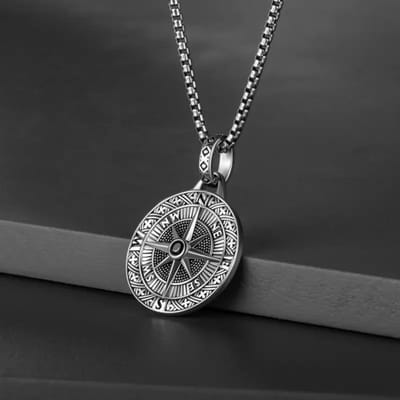 Livano Ketting - Heren - Staal - Nep zilver - Met Hanger - Kompas