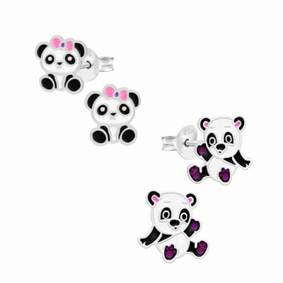 WeLoveSilver - zilveren oorstekers - panda design - 925 zilver