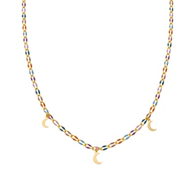 Luxenter Sterling Zilver 925 en Veelkleurig Gelakt 18k goud afgewerkt collier - Liesi