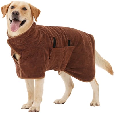 longziming -Sneldrogende Microfiber Huisdierbadjas – Absorberend, Verstelbaar, Machinewasbaar voor Honden en Katten – XS
