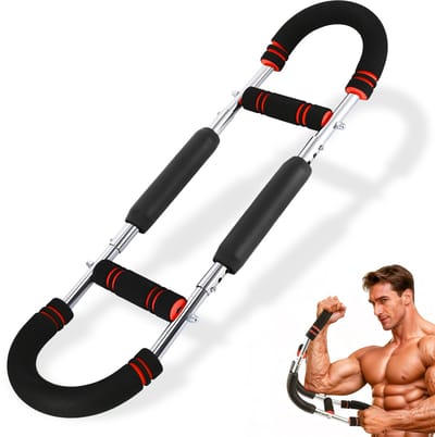 Lemlit Armtrainer voor Thuis – Verstelbare Power Twister met 3 Weerstandsniveaus – Onderarmtrainer, Borsttrainer en Polstrainer – 67 x 17 cm – Zwart Rood