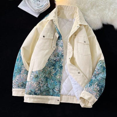 Geborduurde Gespleten Jas Heren Herfst Grote Maten Top Trendy Koppeljas 4XL white