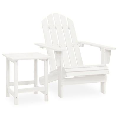 vidaXL - Tuinstoel - Adirondack - met - tafel - massief - vurenhout - wit