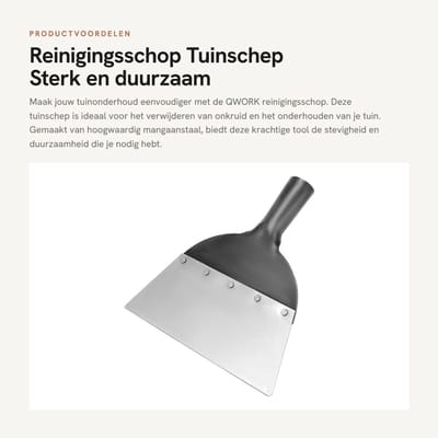 Dailygoods- Reinigingsschop Hoogwaardig Mangaanstaal - Tuinschep - Tuingereedschap - Vervangingskop - Versterkte Handgreep - 23 cm