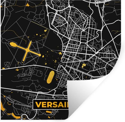 Muurstickers - Sticker Folie - Plattegrond – Versailles – Stadskaart – Kaart – Frankrijk - 100x100 cm - Plakfolie - Muurstickers Kinderkamer - Zelfklevend Behang XXL - Zelfklevend behangpapier - Stickerfolie