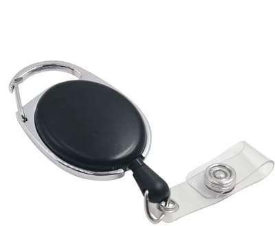 Uittrekbare sleutelhanger - Uitrekbaar - Pasjeshouder - Kaarthouder - Keycord - Karabijnhaak - Met clip - Skipas - Elastisch koord - Sleutels en pasjes - Retractable keychain - Badge - Zwart - Jonyx