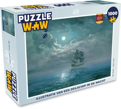 Puzzel Illustratie van een zeilschip in de nacht - Legpuzzel - Puzzel 1000 stukjes volwassenen