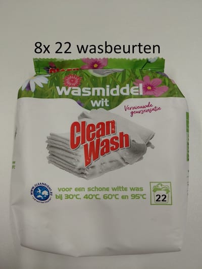 Senzora Clean Wash - wasmiddel waspoeder - white wit witte - 8x 22 wasbeurten