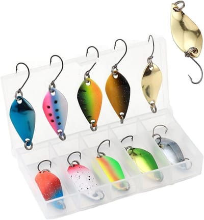 10-Piece Set Spoons - Trout Baits in 3 Weights (2.5g/3.5g/5.5g) - Fishing Spoon - Bait with Tackle Box - Single Hook voor Trout - Perch - Vissen - Vissentochten