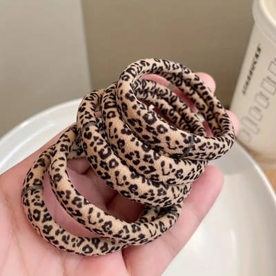 DW4Trading Haarelastiekjes luipaard print 5 Stuks Scrunchie 5 cm - Haaraccessoire Voor Meisjes