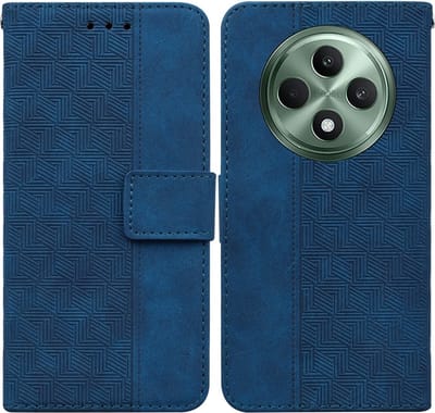 Coverup Hoesje - Geschikt voor OPPO Reno12 F 5G Hoesje - Coverup Geometric Book Case - Blauw