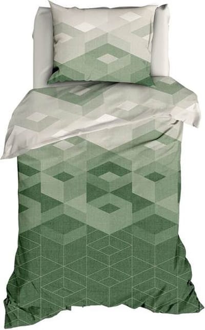 Satin d'Or Kiton Dekbedovertrek - Eenpersoons - 140x200/220 cm - Jade/Forestgreen