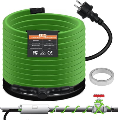 Zelfregulerende Verwarmingskabel 12m met Thermostaat voor Vorstbescherming Waterleidingen