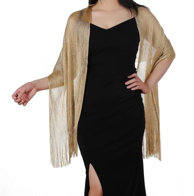 Dailygoods - Avondsjaal voor Dames - Fonkelende Metallic Sjaal met Clip voor Bruiloften en Feestjes