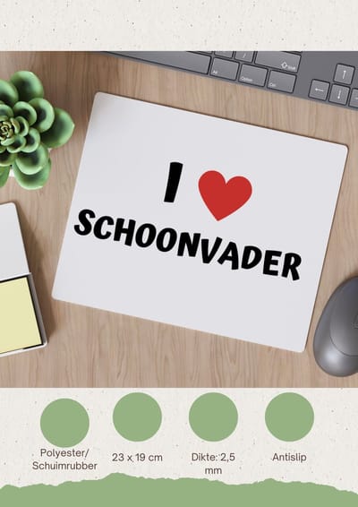 Akyol - i love schoonvader Muismat - Papa - de liefste schoonvader - vader cadeautjes - vaderdag - verjaardag - geschenk - kado - 23 bij 19 cm