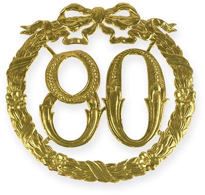 Jubileumnummer 80 in goud