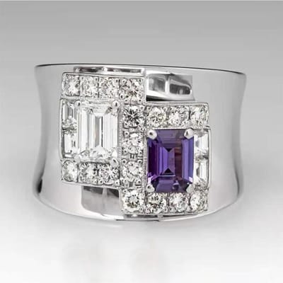Mifeiya Elegante Zirkoon Ring Vierkant Geslepen Paarse Natuursteen Vrouwen Bruiloft Verloving Zirkoon Ringen Feest Accessoires 9 white