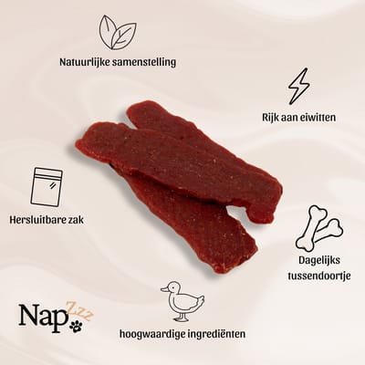 Napzzz Hondensnack - Eend Jerky - 1x300g