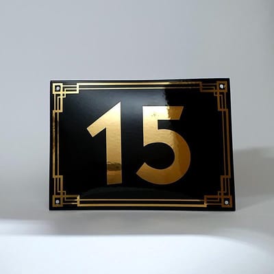 Art deco | jaren ’30 | luxe emaille huisnummer - 15