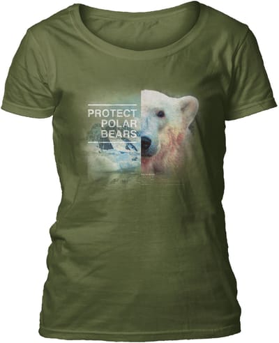 Ladies T-shirt Protect Polar Bear Green S