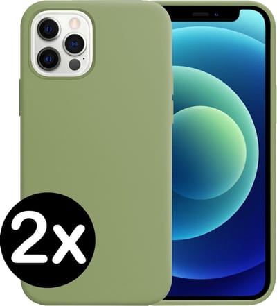 Hoesje - 2 Stuks - Geschikt voor Apple iPhone 12 Pro - Sterk & Shockproof - Telefoonhoes - Back Cover - Case Siliconen - Telefoon Hoes - Groen