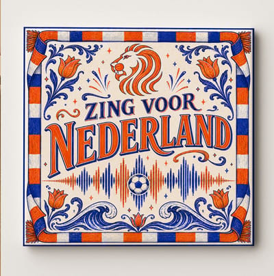 Decoratieve keramische wandtegel – “Zing voor Nederland” Nederlandse voetbal fan kunsttegel – vintage Oranje voetbal wanddecoratie – Nederland sport cadeau voor keuken, badkamer en interieurdecoratie