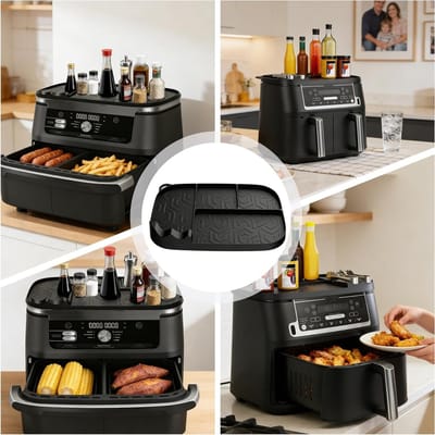 Accessoires voor Airfryer: RVS Rack met Siliconen Mat, Geschikt voor 9.5L-10.4L Modellen, Antislip en Duurzaam