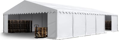 Opslagtent 8x12 m stabiele industrietent met PVC-Zeil 750 N wit beschutting met grondframe