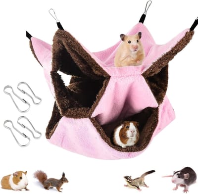 Hangmat voor knaagdieren - Zacht Pluche - Meerdere Lagen - Roze - Kooi Hangmat Set